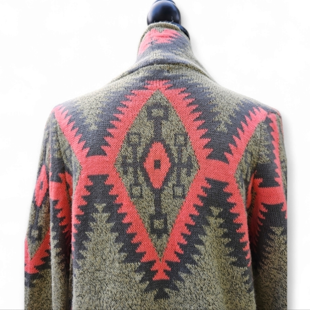 Debut Aztec Waterfall Cardigan-Boho Southwestern Wrap, Size S/M - Picture 4 of 8